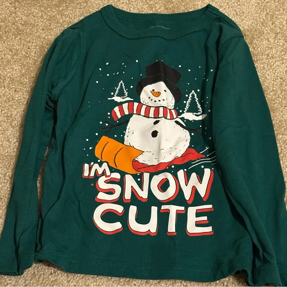 The Children's Place Green Snowman Shirt